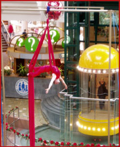 Claire Ashmore performing silks the Metro Centre