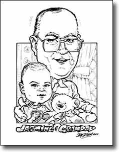 Black and white caricature by Dixie