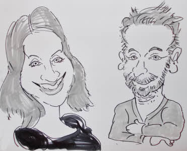 Rich Russell wedding caricature from aurorascarnival.co.uk