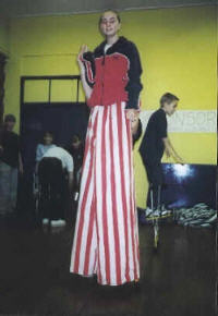 A stiltwalker from Kevin's Community Circus.