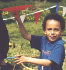 Spinning a plate on his finger.