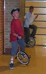 Trying hard to master the unicycle.