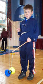 This lad is learning the diabolo.