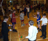A group diabolo session at a workshop run by Saphia's Circus.