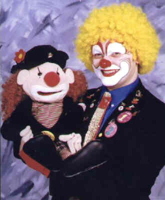 Dunno the Clown with WOTS the puppet.