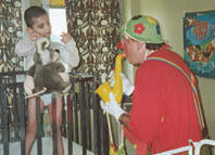 Conk entertains a boy in Romania