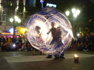 Flame Oz, fire performers for festivals and sporting events.