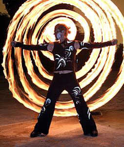 Flame Oz, fire peerformers from Aurora's Carnival for film and video shoots
