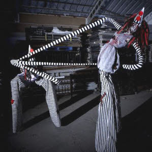 Crazy stiltwalkers for Halloween events from circusperformers.co.uk and aurorascarnival.co.uk