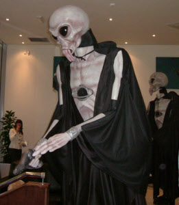 Alien stiltwalkers for Halloween events from circusperformers.co.uk and aurorascarnival.co.uk