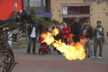 Mechanical horse breathes fire