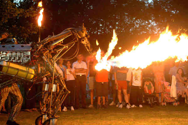 Mechanical fire breathing horse