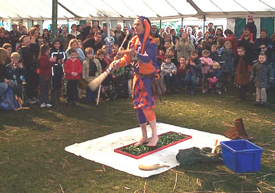 Glass walking and juggling knives.