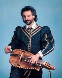 Dante Ferrera, medieval musician who plays the Hurdy Gudy.