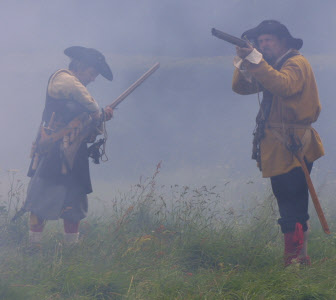 17th century re-enactment group muskets