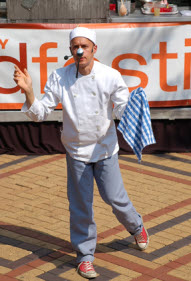 waiter with spoon on nose