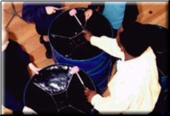 Running a steeldrum workshop in schools.