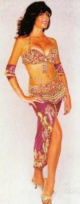 Nuala, Belly Dancer available from Aurora's Carnival in her pink costume.