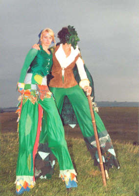 Fairy & Green Man, stiltwalking characters offered by High Society.