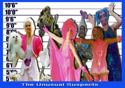 Tha Unusual Suspects, a variety of High Society's stiltwalking characters.