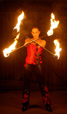 Limbo State Fire costume and staffs