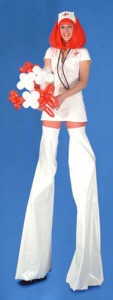 Miss Trixsta, stiltwalking, balloon modelling nurse.