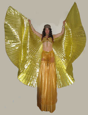 Gold isis wings bellydancer stiltwalker