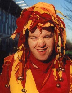 Andy Wood - Jester, available to book through Aurora's Carnival.