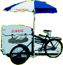 Zukini's italian pizza delivery tricycle.