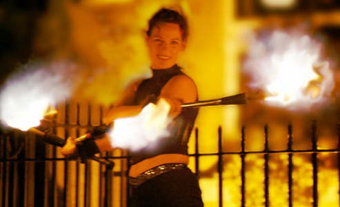 Annette Gliwa, fire performer from Aurora's Carnival