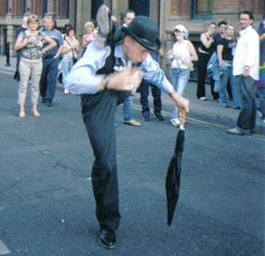 Rubber Ritchie on the streets of Manchester