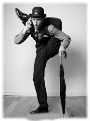 Contortionist Rubber Ritchie on the 'phone!