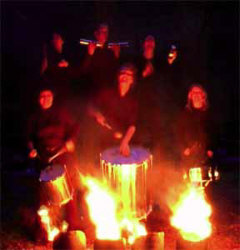 Fire show and samba drumming