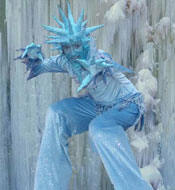 Rob Fiery stiltwalking Jack Frost