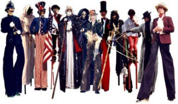 A wide range of stilwalking costumes.